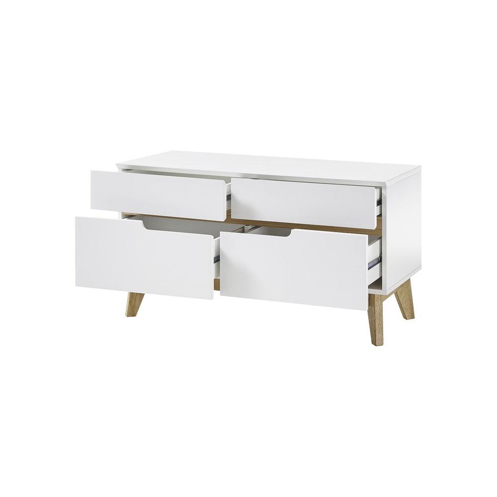 Garderobe B 97 x H 53 x T 40 cm Sitzbank Schrank Flur weiß matt MDF Asteiche furniert Massiv