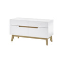 Garderobe B 97 x H 53 x T 40 cm Sitzbank Schrank Flur weiß matt MDF Asteiche furniert Massiv