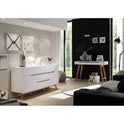 Garderobe B 85 x H 196 x T 40 cm Kommode Schrank weiß matt MDF Asteiche furniert Massiv Cervin