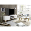 Garderobe B 85 x H 196 x T 40 cm Kommode Schrank weiß matt MDF Asteiche furniert Massiv Cervin