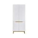 Garderobe B 85 x H 196 x T 40 cm Kommode Schrank weiß matt MDF Asteiche furniert Massiv Cervin