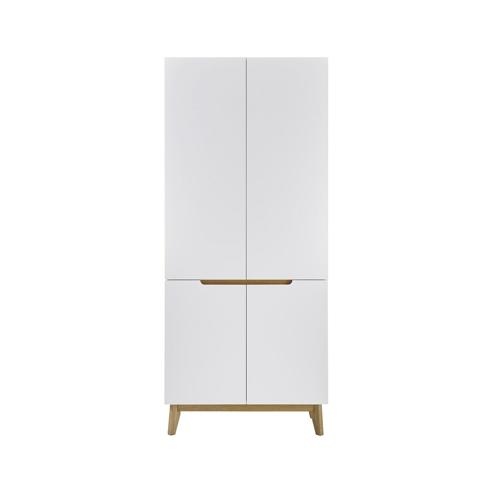 Garderobe B 85 x H 196 x T 40 cm Kommode Schrank weiß matt MDF Asteiche furniert Massiv Cervin