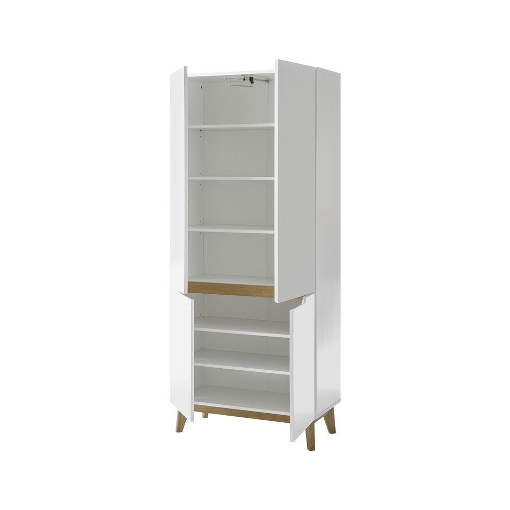 Garderobe B 85 x H 196 x T 40 cm Kommode Schrank weiß matt MDF Asteiche furniert Massiv Cervin
