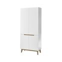 Garderobe B 85 x H 196 x T 40 cm Kommode Schrank weiß matt MDF Asteiche furniert Massiv Cervin