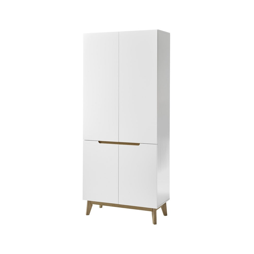 Garderobe B 85 x H 196 x T 40 cm Kommode Schrank weiß matt MDF Asteiche furniert Massiv Cervin