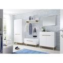 Garderobe B 85 x H 101 x T 40 cm Kommode Schrank weiß matt MDF Asteiche furniert Massiv Cervin
