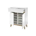 Garderobe B 85 x H 101 x T 40 cm Kommode Schrank weiß matt MDF Asteiche furniert Massiv Cervin