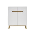 Garderobe B 85 x H 101 x T 40 cm Kommode Schrank weiß matt MDF Asteiche furniert Massiv Cervin