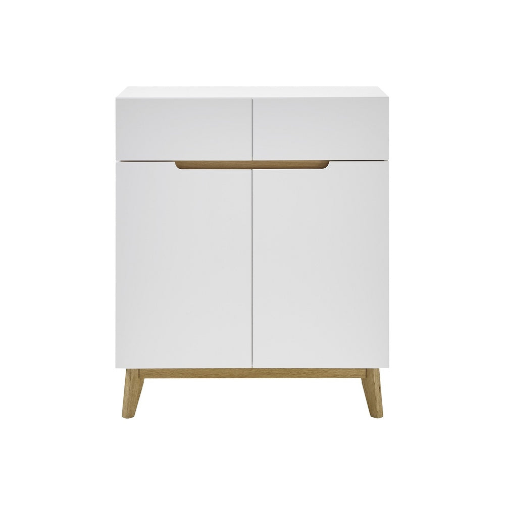 Garderobe B 85 x H 101 x T 40 cm Kommode Schrank weiß matt MDF Asteiche furniert Massiv Cervin