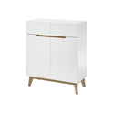 Garderobe B 85 x H 101 x T 40 cm Kommode Schrank weiß matt MDF Asteiche furniert Massiv Cervin