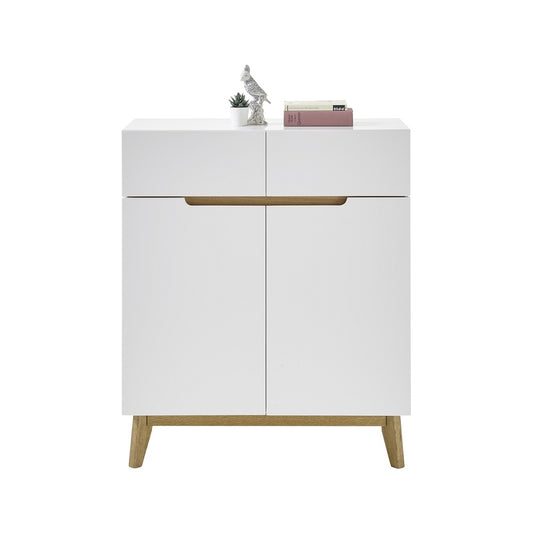Garderobe B 85 x H 101 x T 40 cm Kommode Schrank weiß matt MDF Asteiche furniert Massiv Cervin