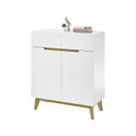 Garderobe B 85 x H 101 x T 40 cm Kommode Schrank weiß matt MDF Asteiche furniert Massiv Cervin
