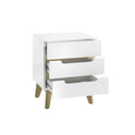 Nachtkonsole B 48 x H 60 x T 40 cm Nachtschrank weiß matt MDF Asteiche furniert Massiv Schublade