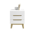 Nachtkonsole B 48 x H 60 x T 40 cm Nachtschrank weiß matt MDF Asteiche furniert Massiv Schublade