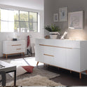 Sekretär Schreibtisch B 97 x H 113 x T 40 cm Schrank weiß matt MDF Asteiche furniert Massiv Klappe