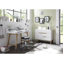 Kommode B 97 x H 76 x T 40 cm Schrank weiß matt MDF Asteiche furniert Massivholz T01 Cervin