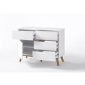 Kommode B 97 x H 76 x T 40 cm Schrank weiß matt MDF Asteiche furniert Massivholz T01 Cervin