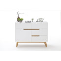 Kommode B 97 x H 76 x T 40 cm Schrank weiß matt MDF Asteiche furniert Massivholz T01 Cervin