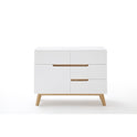Kommode B 97 x H 76 x T 40 cm Schrank weiß matt MDF Asteiche furniert Massivholz T01 Cervin