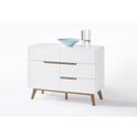 Kommode B 97 x H 76 x T 40 cm Schrank weiß matt MDF Asteiche furniert Massivholz T01 Cervin