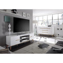 TV-Schrank B 169 x H 56 x T 40 cm Lowboard weiß matt MDF Asteiche furniert Massivholz Cervin