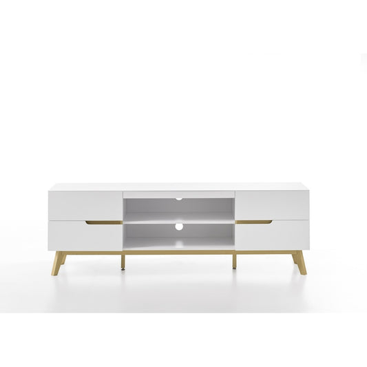 TV-Schrank B 169 x H 56 x T 40 cm Lowboard weiß matt MDF Asteiche furniert Massivholz Cervin