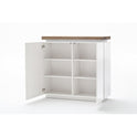 Highboard B 120 x H 114 x T 40 cm Schrank weiß matt Eiche massiv Griffräsung Romino