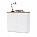 Highboard B 120 x H 114 x T 40 cm Schrank weiß matt Eiche massiv Griffräsung Romino