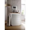 Kommode B 73 x H 114 x T 40 cm Schrank weiß matt MDF Eiche massiv Schubladen lackiert Romino