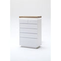 Kommode B 73 x H 114 x T 40 cm Schrank weiß matt MDF Eiche massiv Schubladen lackiert Romino