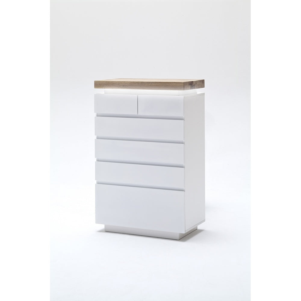 Kommode B 73 x H 114 x T 40 cm Schrank weiß matt MDF Eiche massiv Schubladen lackiert Romino