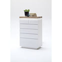 Kommode B 73 x H 114 x T 40 cm Schrank weiß matt MDF Eiche massiv Schubladen lackiert Romino
