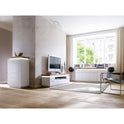 Kommode B 120 x H 114 x T 40 cm Schrank weiß matt MDF Eiche massiv Tür Schublade lackiert Romino