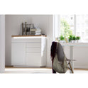 Kommode B 120 x H 114 x T 40 cm Schrank weiß matt MDF Eiche massiv Tür Schublade lackiert Romino
