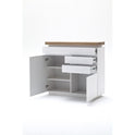 Kommode B 120 x H 114 x T 40 cm Schrank weiß matt MDF Eiche massiv Tür Schublade lackiert Romino