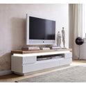 TV-Schrank B 175 x H 49 x T 40 cm Lowboard weiß matt MDF Eiche massiv Schublade Fach Romino