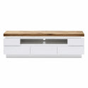 TV-Schrank B 175 x H 49 x T 40 cm Lowboard weiß matt MDF Eiche massiv Schublade Fach Romino