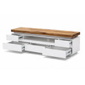 TV-Schrank B 175 x H 49 x T 40 cm Lowboard weiß matt MDF Eiche massiv Schublade Fach Romino