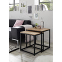 Couchtisch Tisch 2er Set Asteiche-massiv quadratisch schwarz geölt 50 cm Sakur