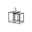 Couchtisch Tisch 2er Set Asteiche-massiv quadratisch schwarz geölt 50 cm Sakur