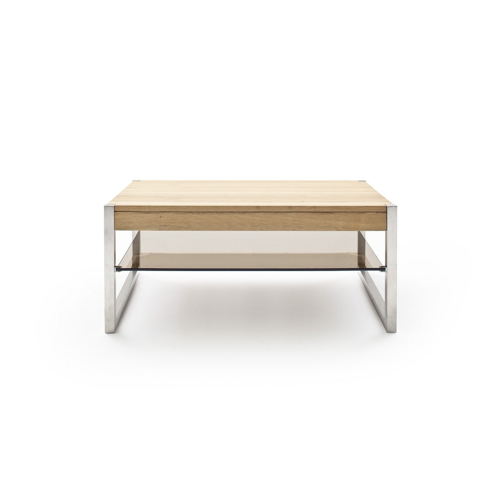 Couchtisch B 105 x H 65 x T 38 cm Wohnzimmertisch Eiche-massiv Glas rechteckig Migela