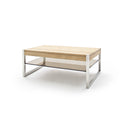 Couchtisch B 105 x H 65 x T 38 cm Wohnzimmertisch Eiche-massiv Glas rechteckig Migela