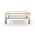 Couchtisch B 120 x H 70 x T 41 cm Wohnzimmertisch Eiche-massiv Glas rechteckig Neli