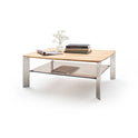 Couchtisch B 120 x H 70 x T 41 cm Wohnzimmertisch Eiche-massiv Glas rechteckig Neli