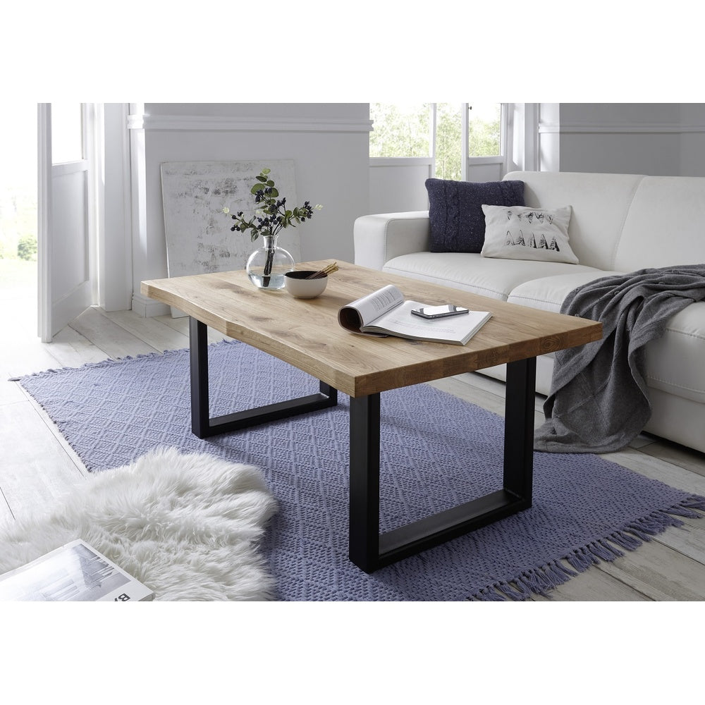 Couchtisch B 110 x H 70 x T 45 cm Wohnzimmertisch Eiche-massiv U-Form rechteckig geölt Havan