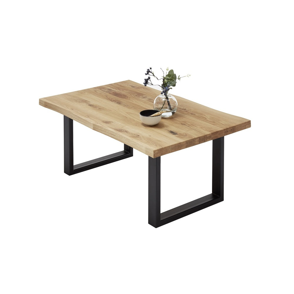 Couchtisch B 110 x H 70 x T 45 cm Wohnzimmertisch Eiche-massiv U-Form rechteckig geölt Havan