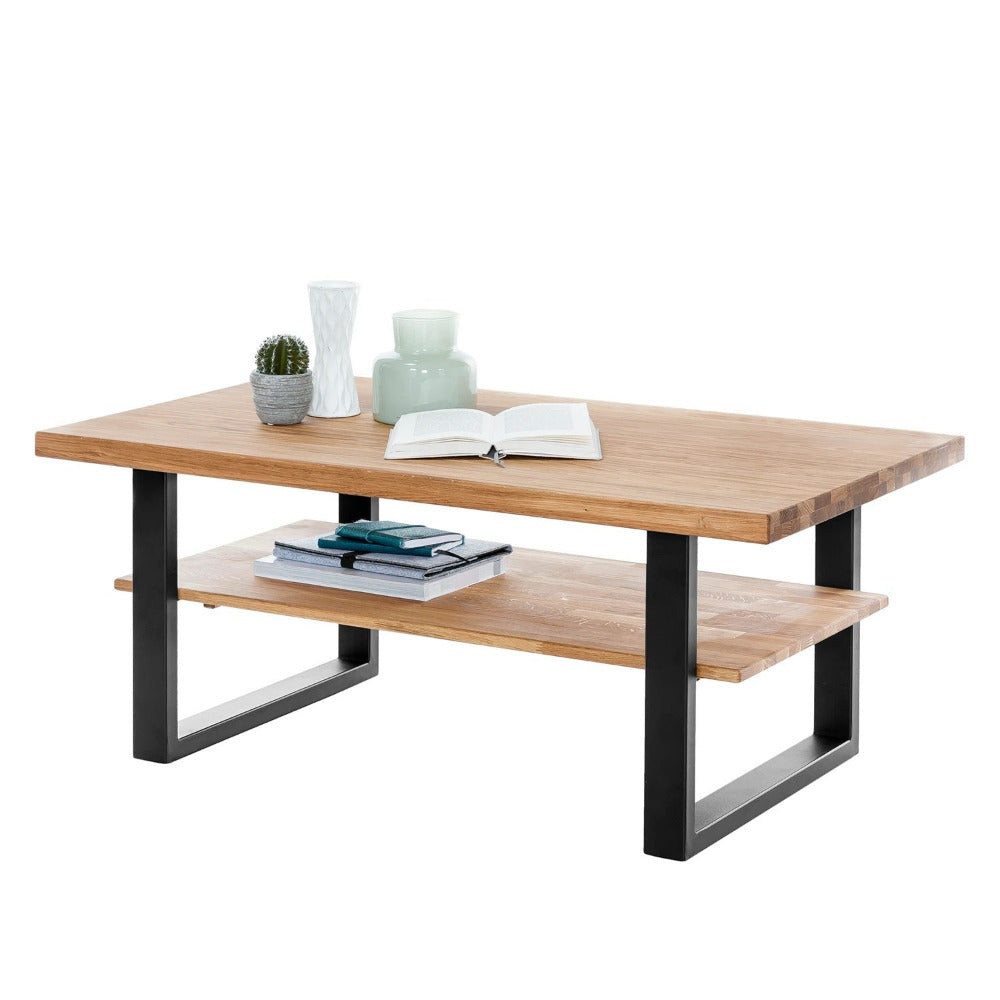 Couchtisch B 115 x H 65 x T 45 cm Wohnzimmertisch Ablage Wildeiche geölt Tiara