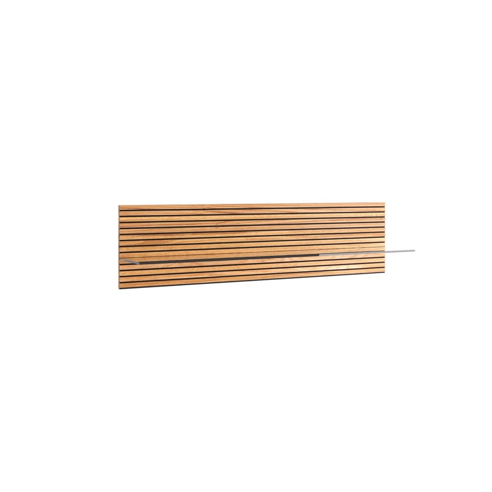 Wandboard B 164,5 x H 35 x T 24 cm Akustikpaneel mit Glasboden, Eiche, Paola