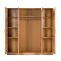 Kleiderschrank B 202 x H 205 x T 60 cm Spiegeltür Holz Kernbuche teilmassiv Natur geölt 4-türig Pia