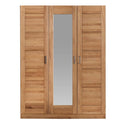 Kleiderschrank B 152 x H 205 x T 60 cm Spiegeltür Holz Kernbuche teilmassiv Natur geölt 3-türig Pia